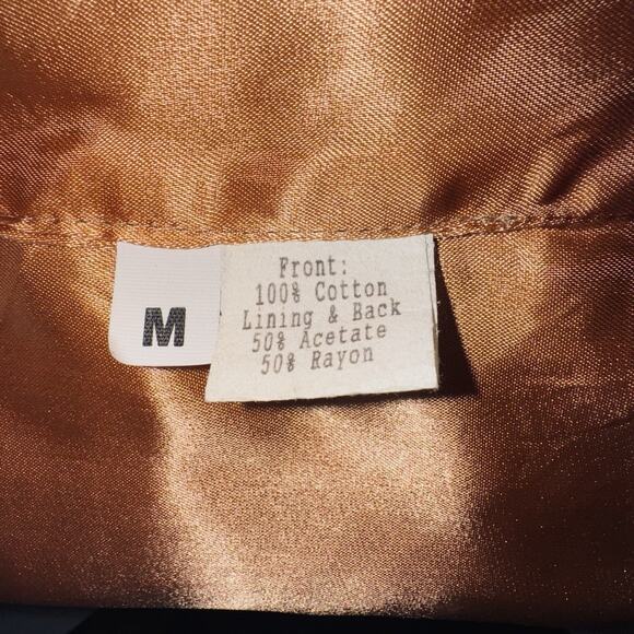 VTG 90s Floral Tapestry Medium Vest Cream Jacquard Peach Satin Button Cottage - Picture 6 of 7